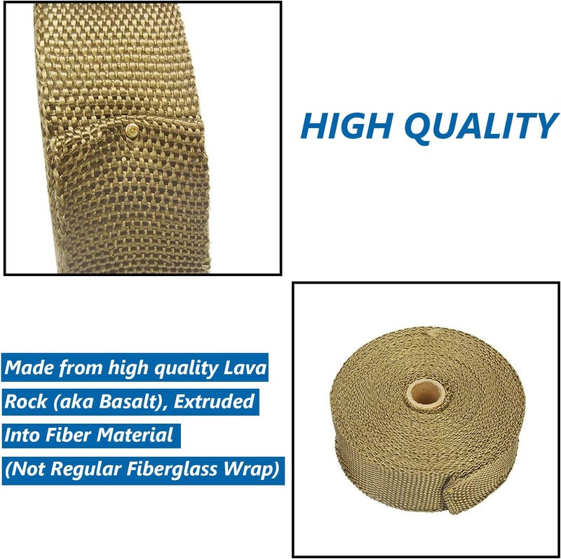 SUPERFASTRACING 2 Roll 2" 50 Feet Lava Titanium Basalt Exhaust Heat Wrap Roll for Motorcycle Manifold Header Pipe Heat Wrap Tape with Stainless Ties - Image 5